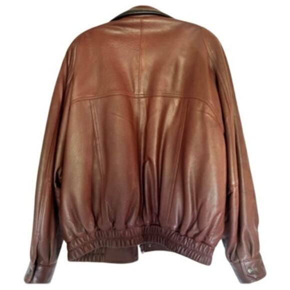 Vintage Creations de Cuir by Andre 100% Leather Brown Bomber Jacket - Size 42 - Picture 3 of 9